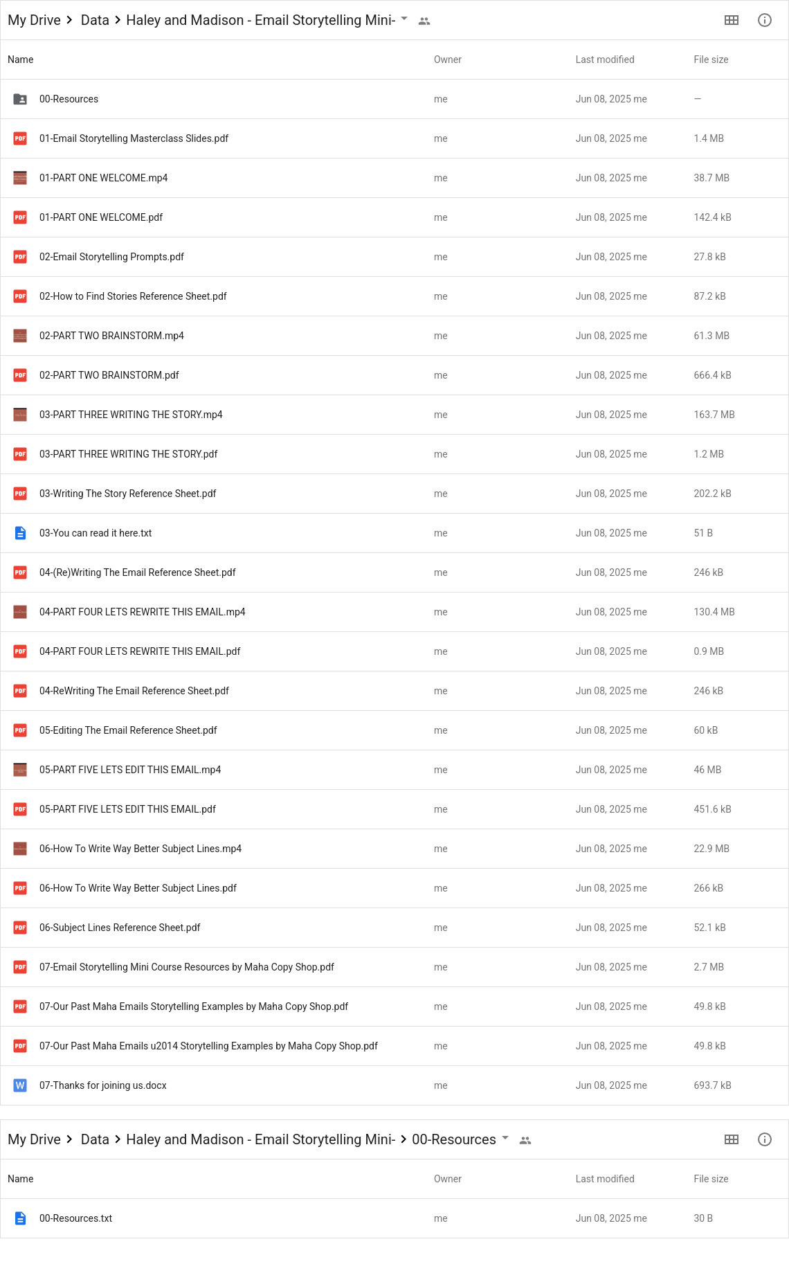 Haley and Madison - Email Storytelling Mini- Google Proof