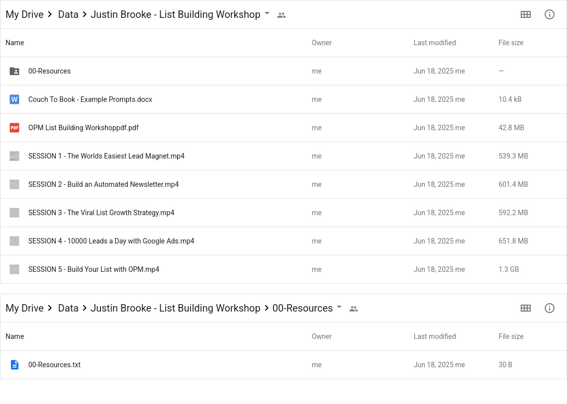 Justin Brooke - List Building Workshop Google Proof