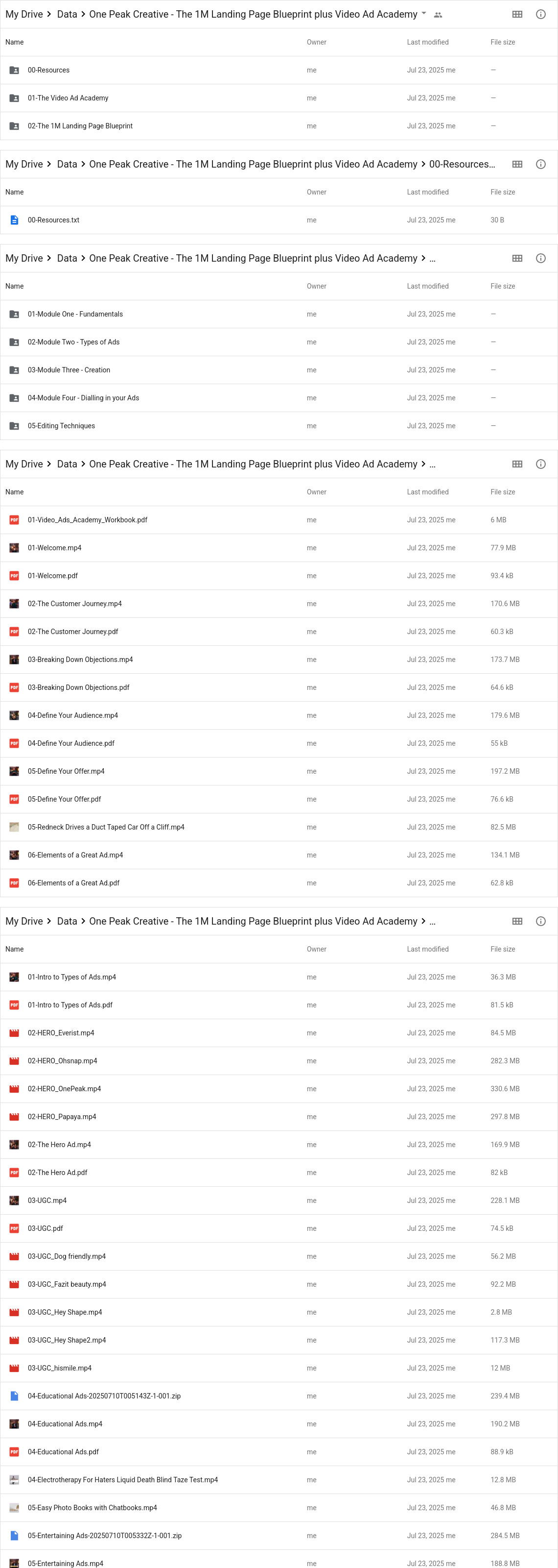 One Peak Creative - The 1M Landing Page Blueprint plus Video Ad Academy Google Proof