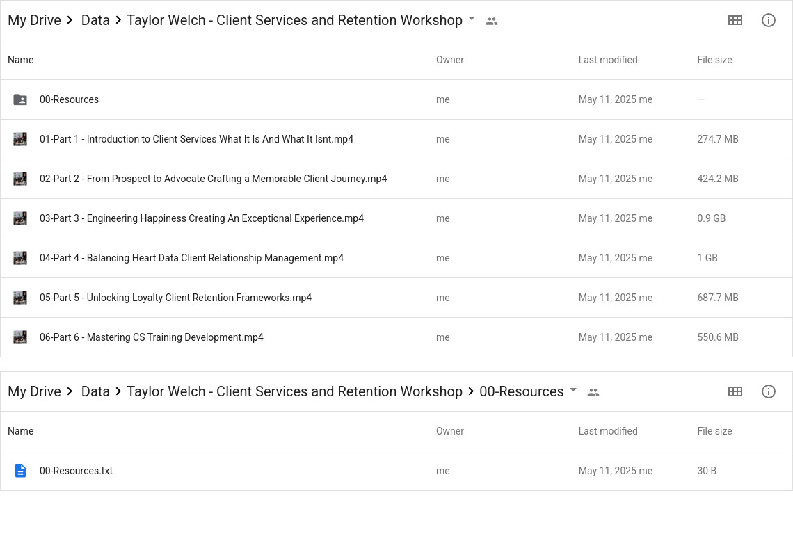 Taylor Welch - Client Services and Retention Workshop Google Proof